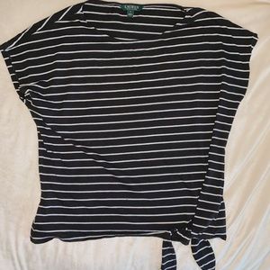 Striped tee with tie on the side